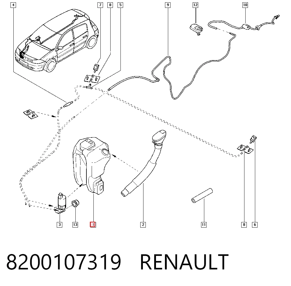 Tanque de fluido para lavador de vidro Renault Scenic II JM0, JM1