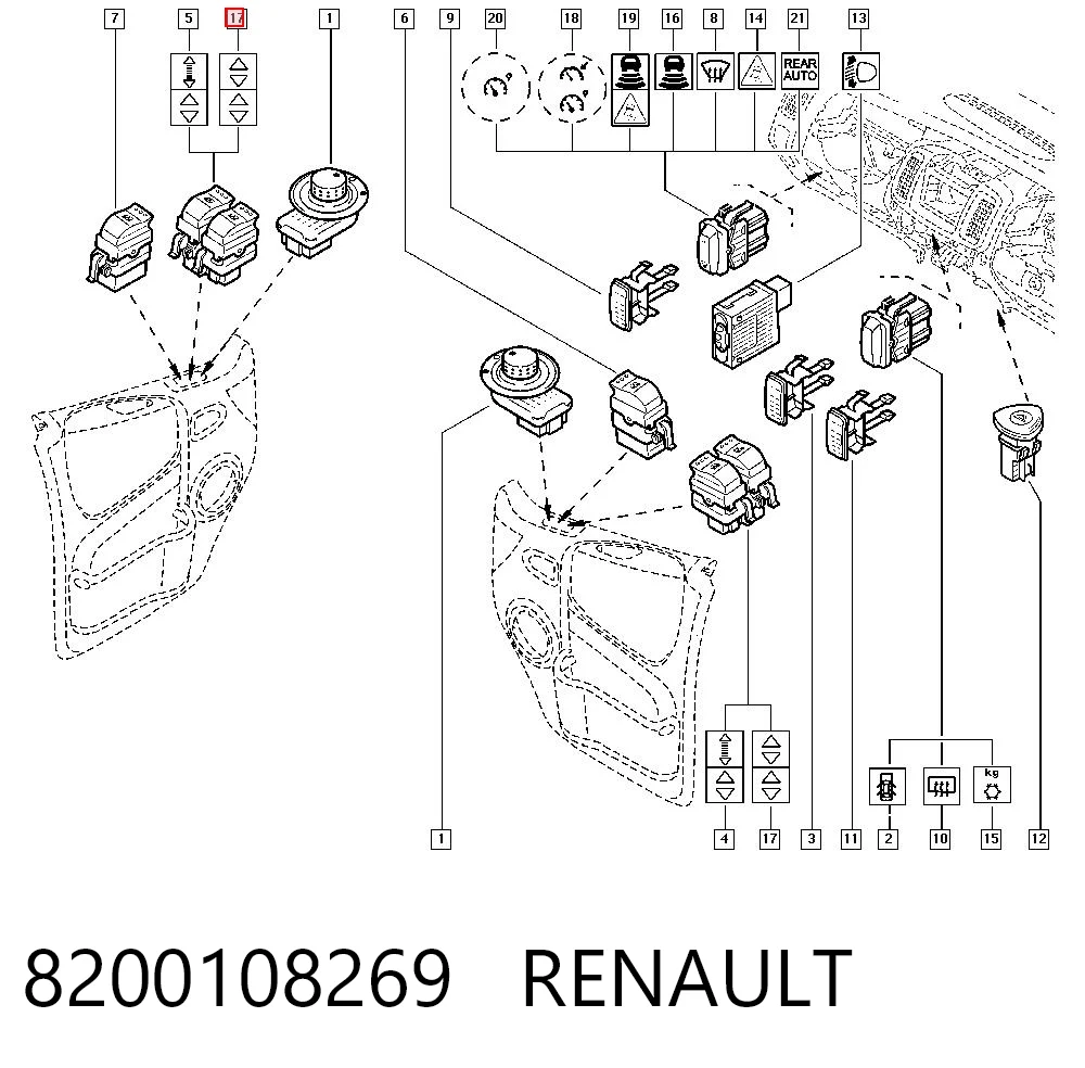 8200108269 Renault (RVI) Unidade de botões dianteira esquerda de controlo de elevador de vidro