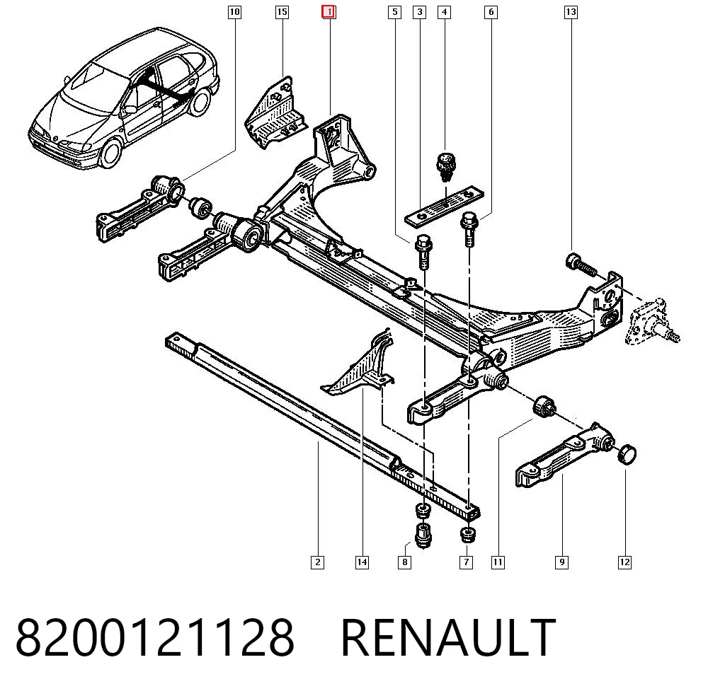 Viga de suspensão traseira (plataforma veicular) para Renault Megane SCENIC JA0, JA1