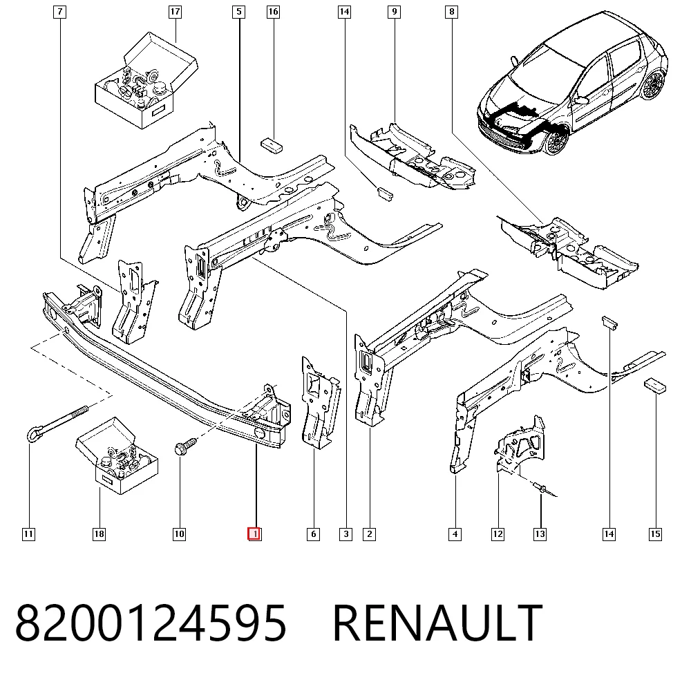 Reforçador do pára-choque dianteiro para Renault Clio III BR01, CR01