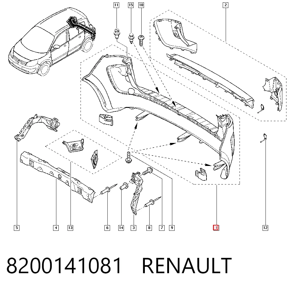 Pára-choque traseiro Renault Scenic II JM0, JM1