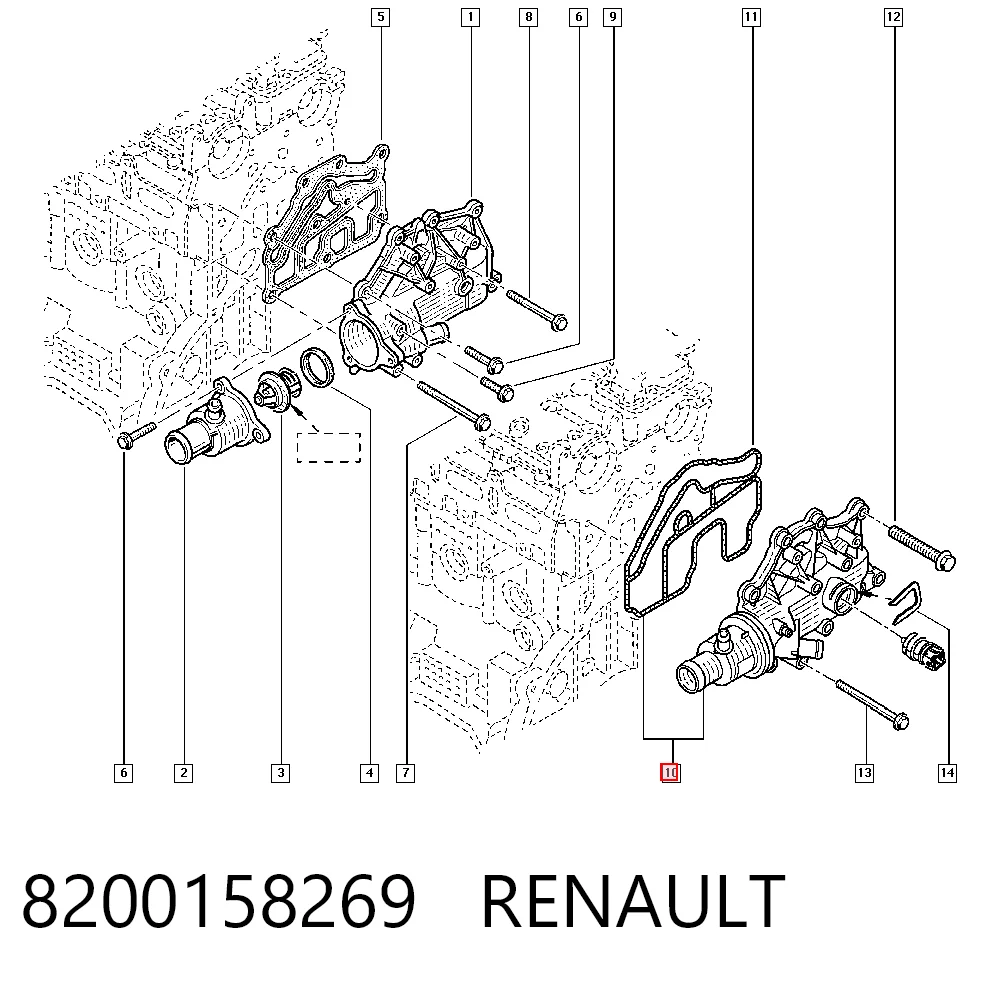 8200158269 Renault (RVI) Caixa do termostato