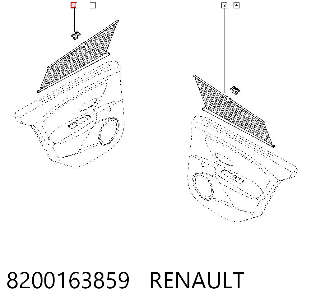 8200163859 Renault (RVI) Gancho de estore de proteção contra o sol da porta