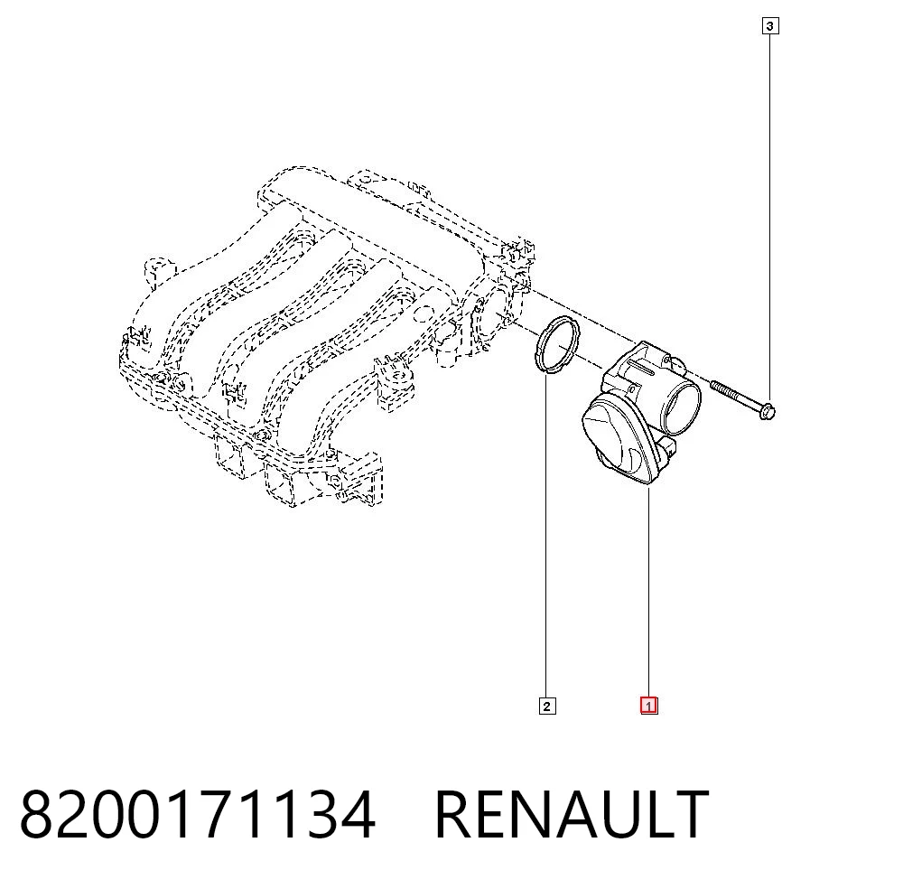 8200171134 Renault (RVI) Válvula de borboleta montada