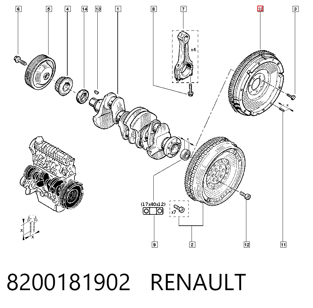 8200181902 Nissan/Infiniti Volante de motor