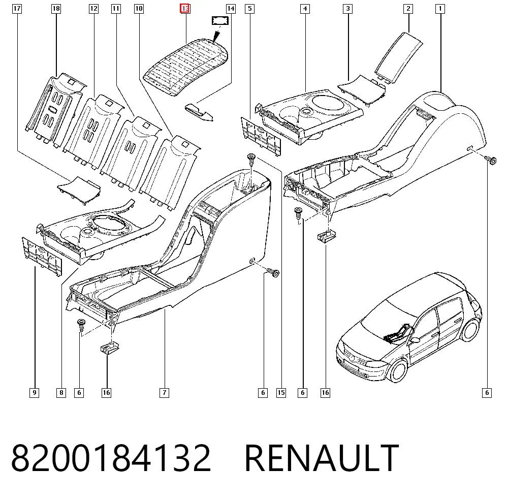 Braço de consola central para Renault Megane II LM0, LM1