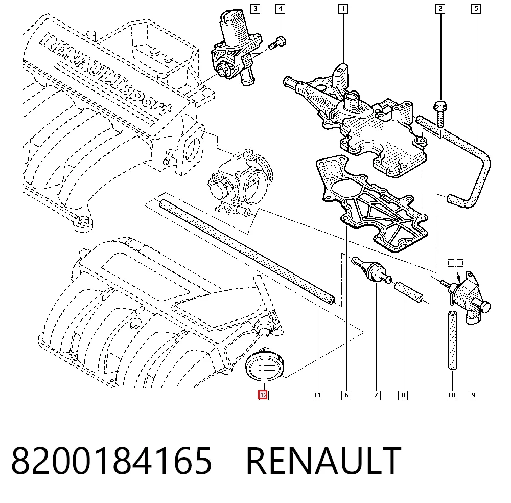 8200184165 Renault (RVI) Válvula PCV de ventilação dos gases de cárter