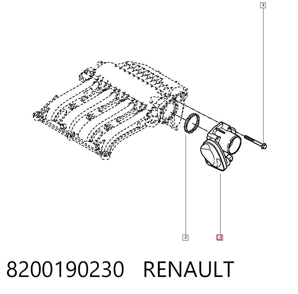 8200190230 Renault (RVI) Válvula de borboleta montada