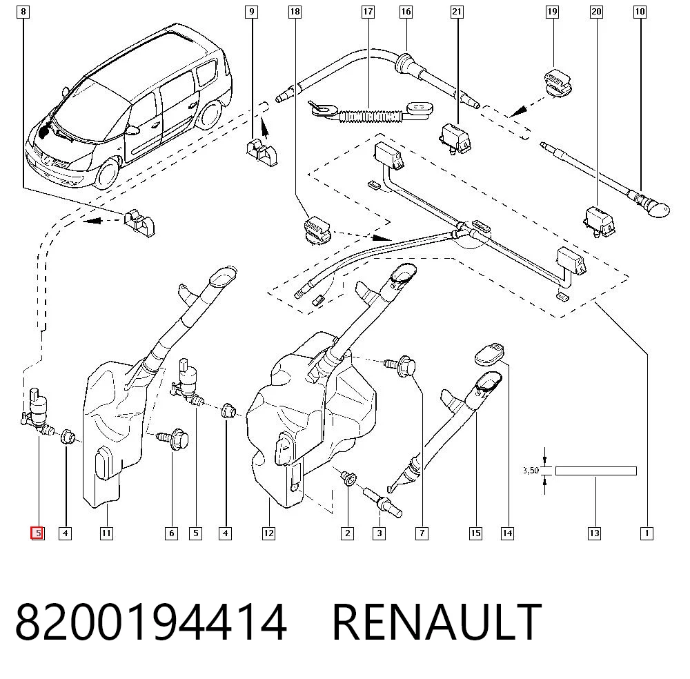 8200194414 Renault (RVI) Bomba de motor de fluido para lavador de vidro dianteiro