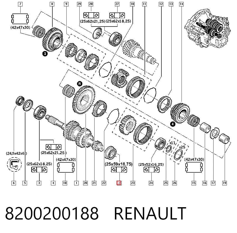 Rolamento da Caixa de Mudança Renault Clio II BB, CB ao melhor preço