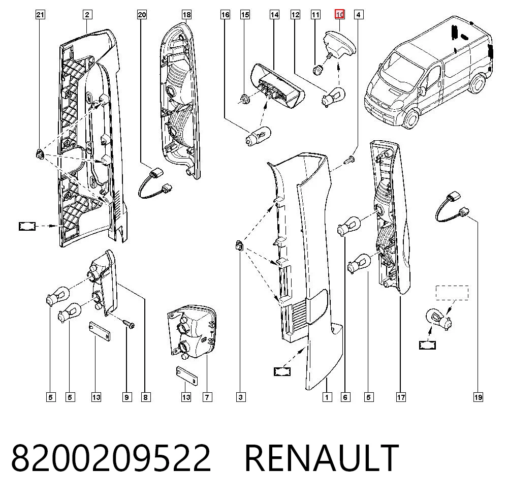 8200209522 Renault (RVI) Sinal de parada traseiro adicional