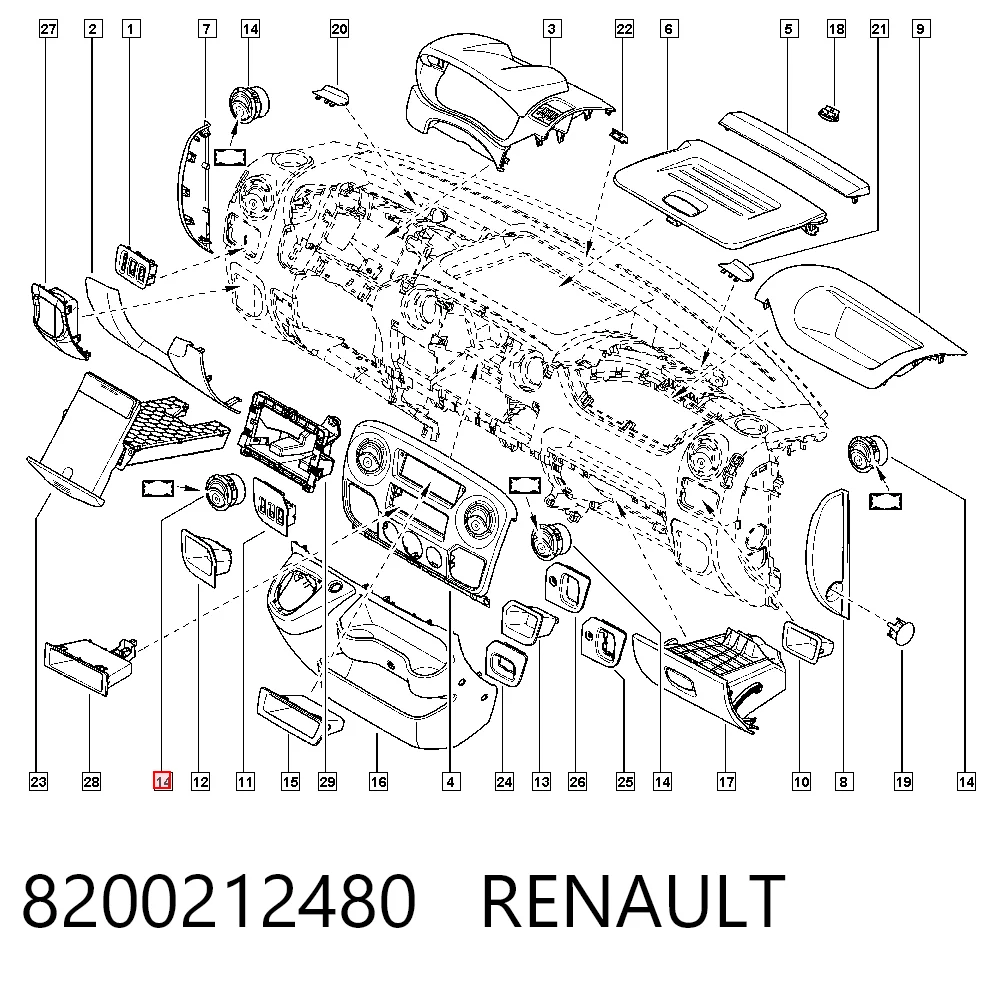 8200212480 Renault (RVI) Grelha de ventilação de salão no "painel de instrumentos"