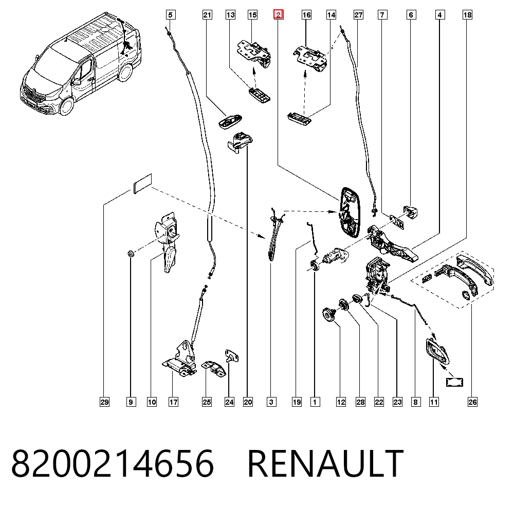 8200214656 Renault (RVI) Maçaneta externa da porta lateral (deslizante)
