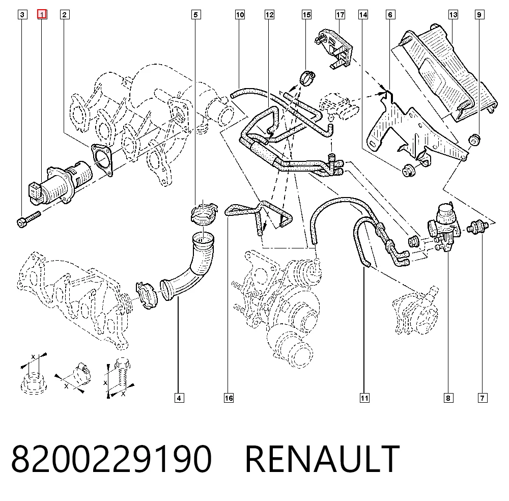 8200229190 Renault (RVI) Válvula EGR de recirculação dos gases