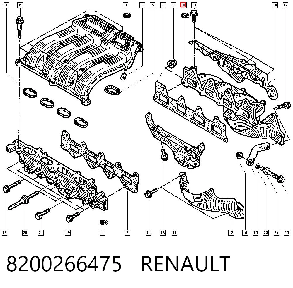  Tubo coletor de escape Renault Espace III monovolume (JE) (1997 - 2003) III