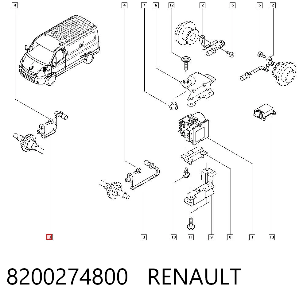 Sensor dianteiro de ABS para Renault Master HD, FD