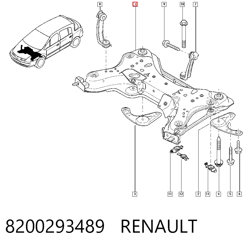 Viga de suspensão dianteira (plataforma veicular) para Renault Espace IV JK0