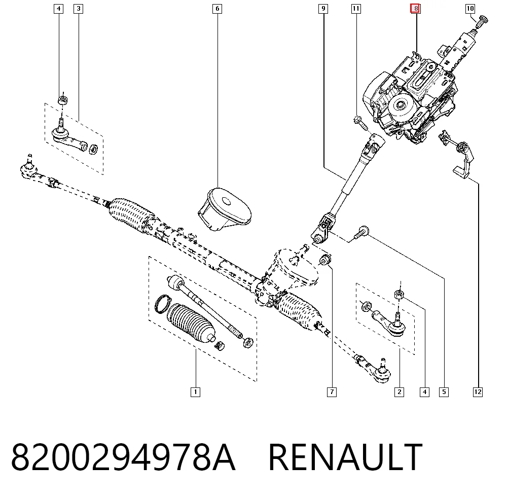 Coluna da direção para Renault Clio III BR01, CR01