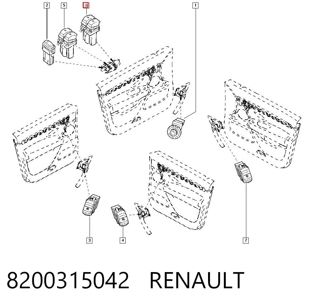 8200315042 Renault (RVI) Unidade de botões dianteira esquerda de controlo de elevador de vidro