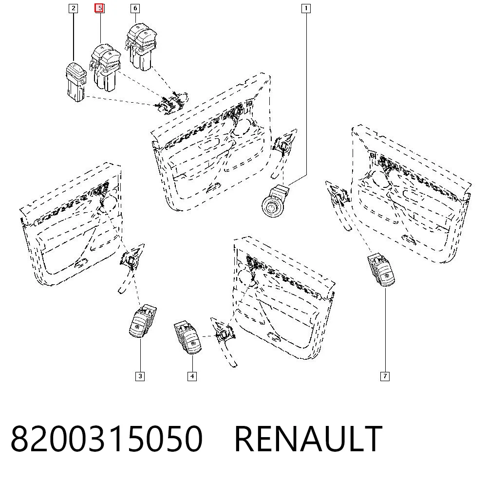8200315050 Renault (RVI) Unidade de botões dianteira esquerda de controlo de elevador de vidro