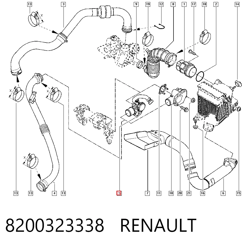 Separador de óleo (separador) do sistema de ventilação de cárter 8200323338 Nissan/Infiniti