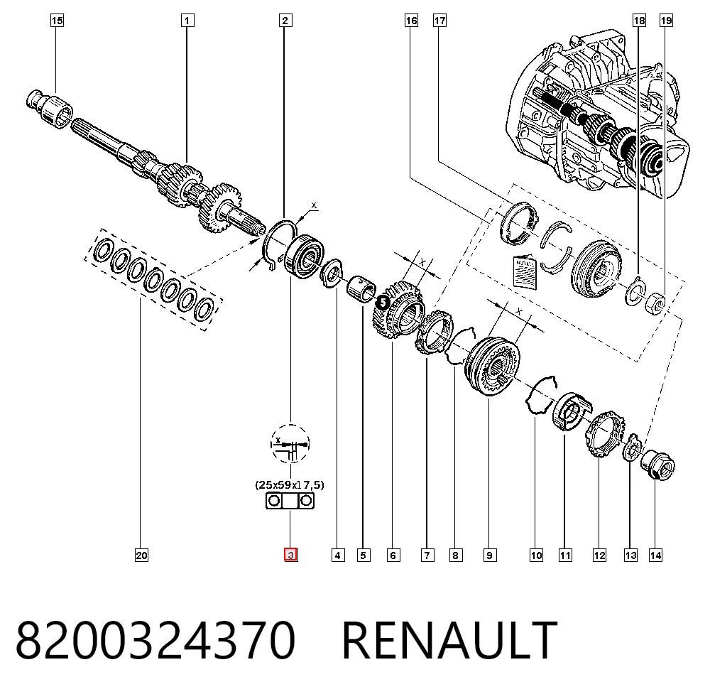 Rolamento da árvore primária da Caixa de Mudança para Renault LOGAN I LS