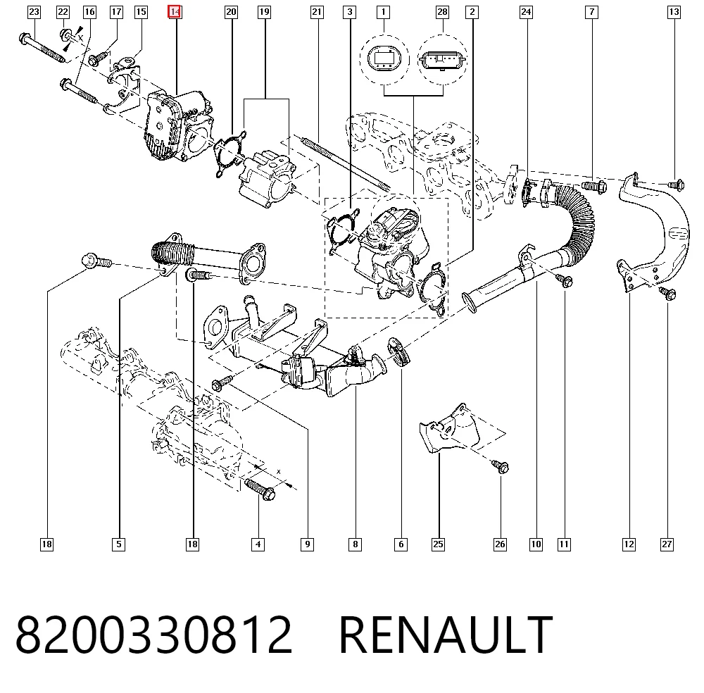 8200330812 Renault (RVI) Válvula de borboleta montada