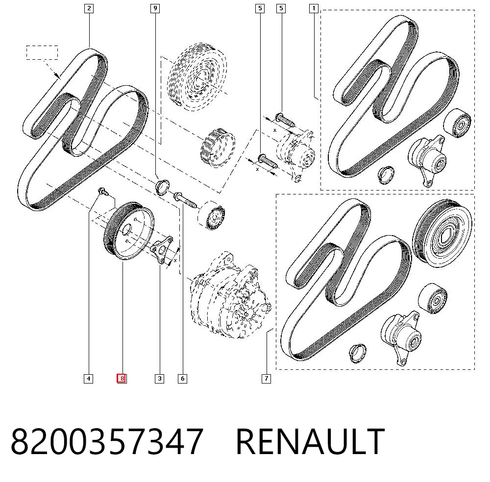 Compre 8200357347 Nissan/Infiniti Polia de bomba da Direção hidrâulica assistida