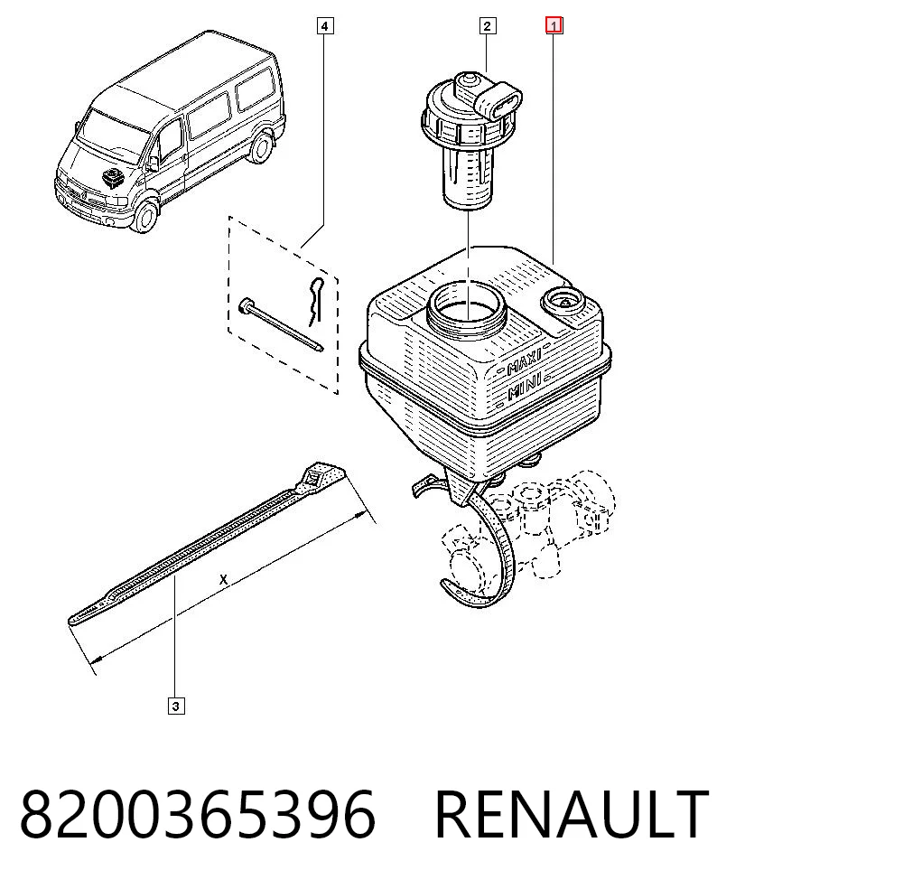 Tanque de cilindro mestre do freio (de fluido de freio) para Renault Master II HD, FD