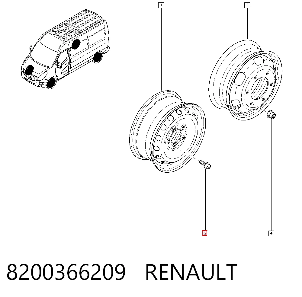  Parafuso de roda Renault Master III сaixa (FV) (2010 - 2024) III