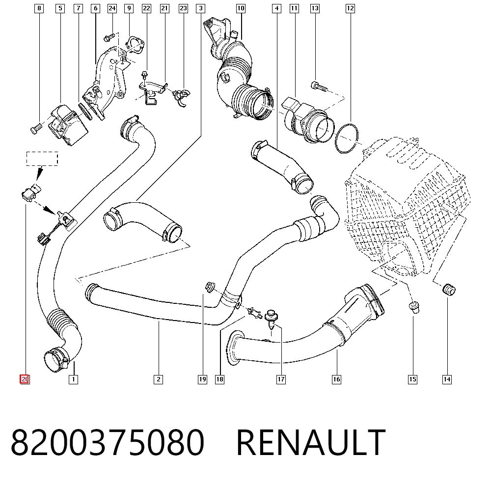 8200375080 Renault (RVI) Sensor de pressão no coletor de admissão, MAP
