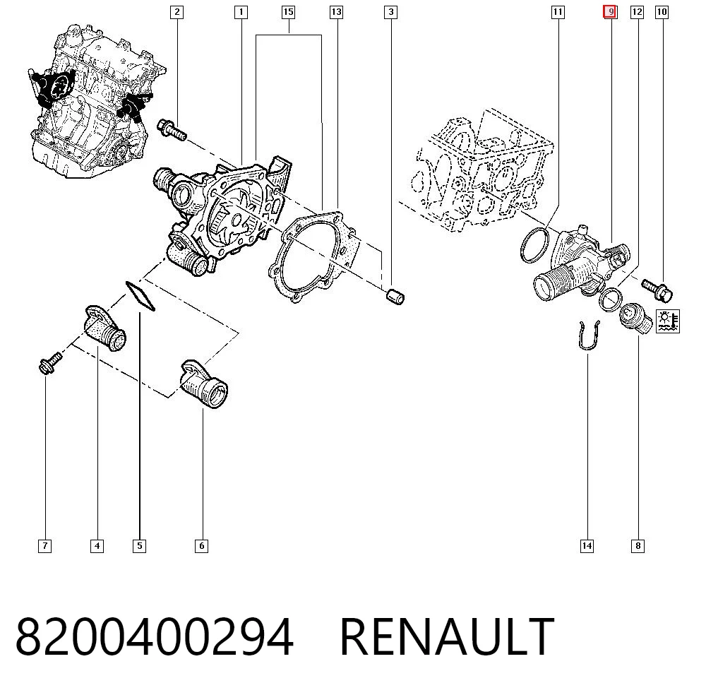 8200400294 Renault (RVI) Caixa do termostato