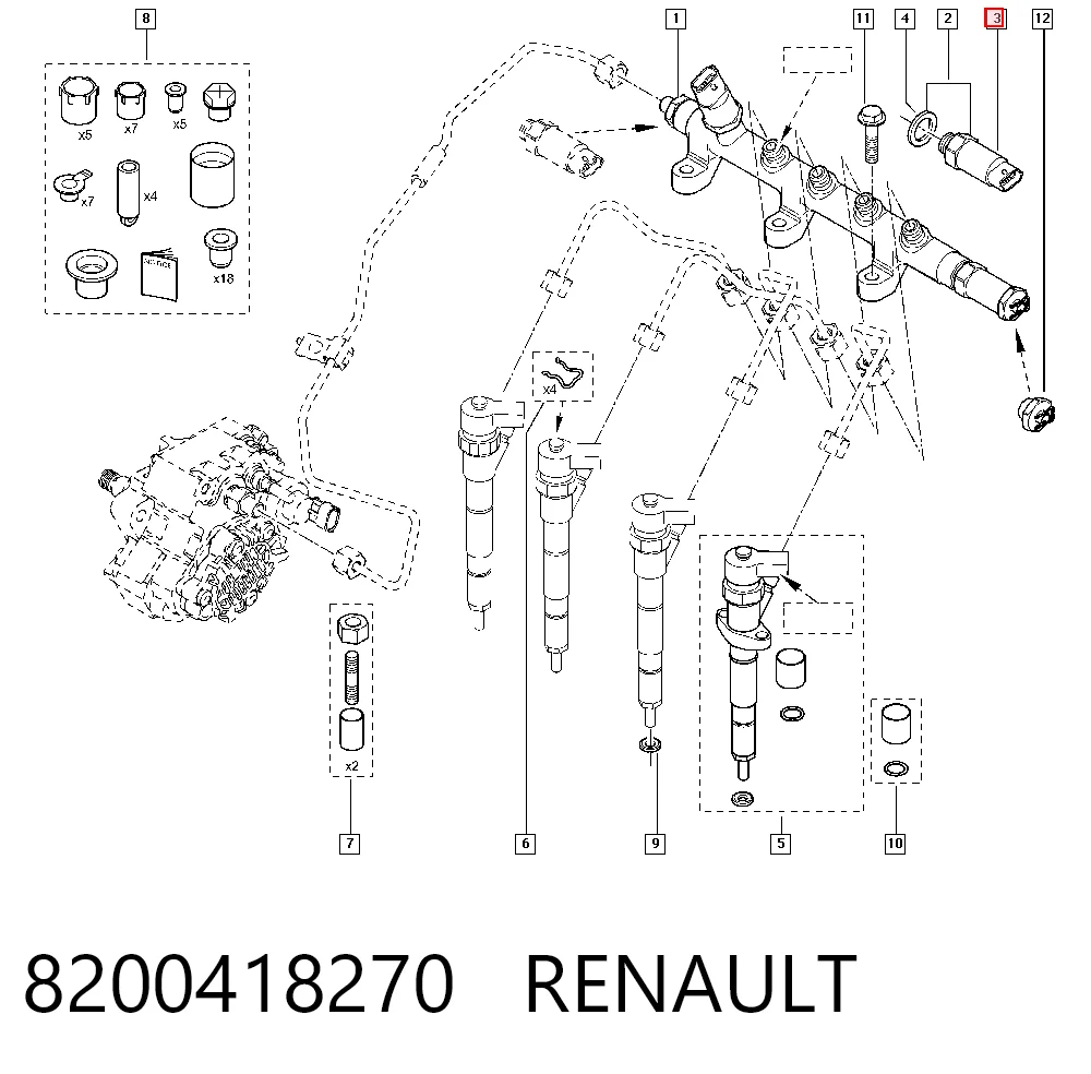 8200418270 Renault (RVI) Regulador de pressão de combustível na régua de injectores