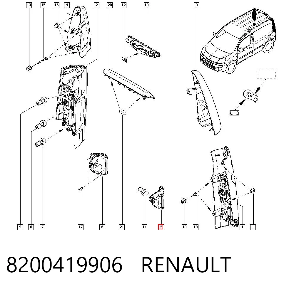 8200419906 Renault (RVI) Lanterna de nevoeiro traseira esquerda