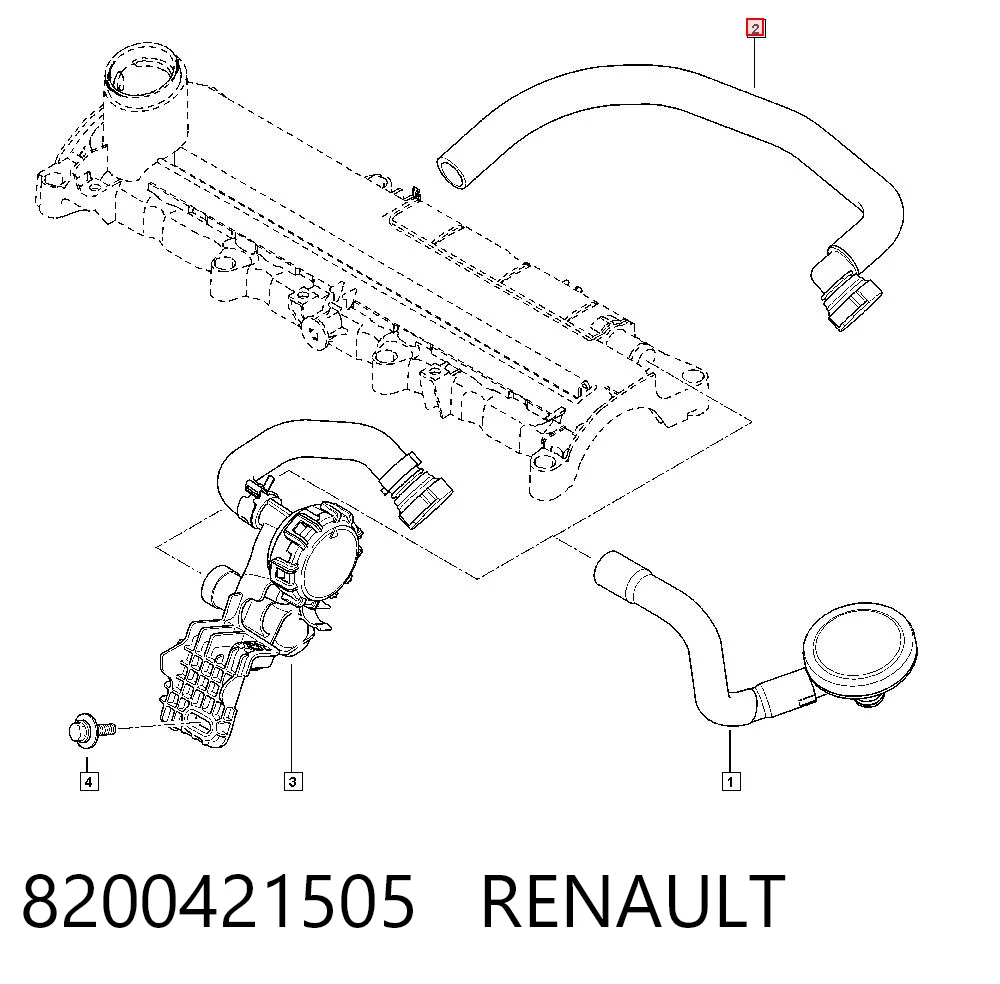 Cano derivado de ventilação de cárter (de separador de óleo) Renault Megane II LM0, LM1