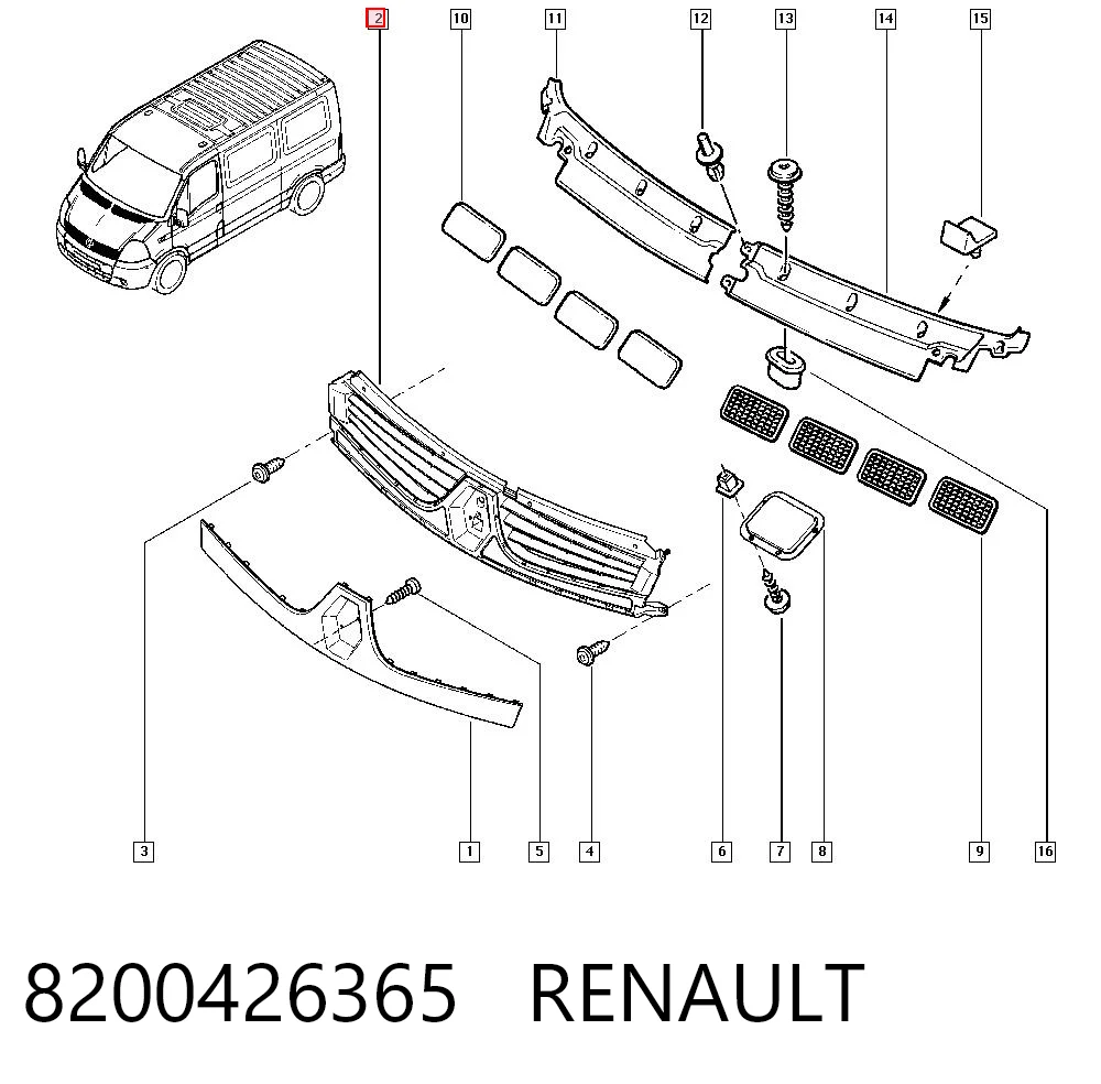 Compre Grelha do radiador Renault Master 2