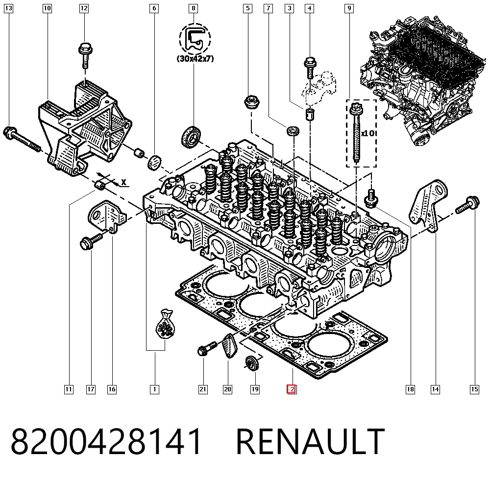 Vedante de cabeça de motor (CBC) Renault Trafic II FL