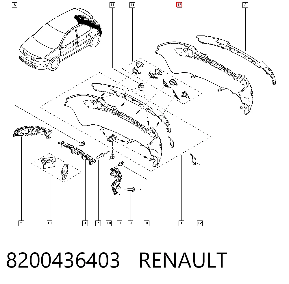 Pára-choque traseiro Renault Megane II BM0, CM0, BM1, CM1 ao melhor preço