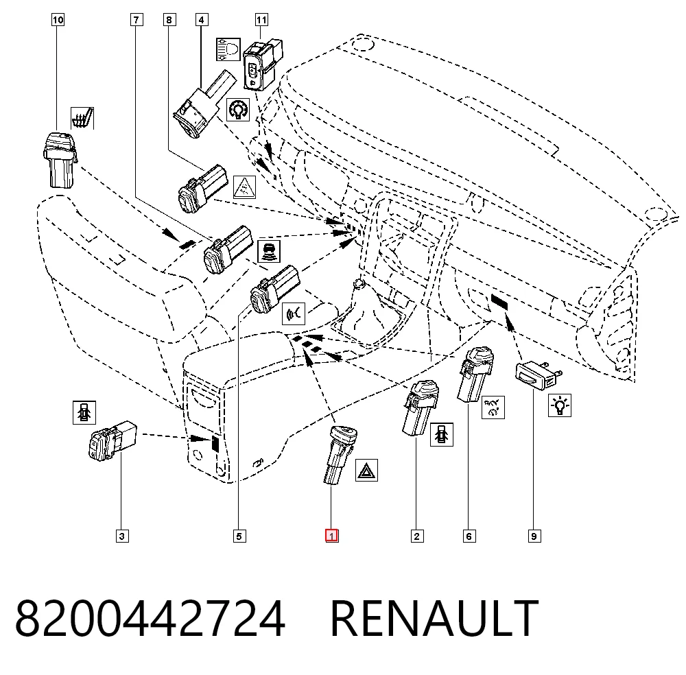 8200442724 Renault (RVI) Botão de ativação do sinal de emergência