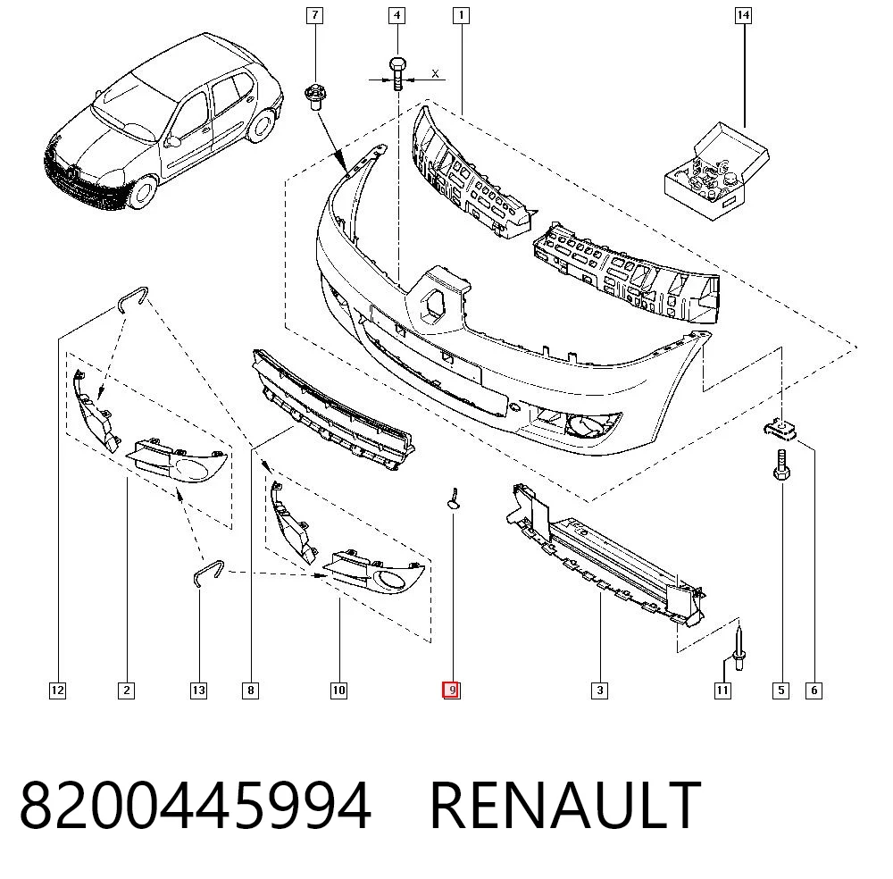 Tampão dianteira do pára-choque do gancho de reboque Renault Clio III BR01, CR01 ao melhor preço