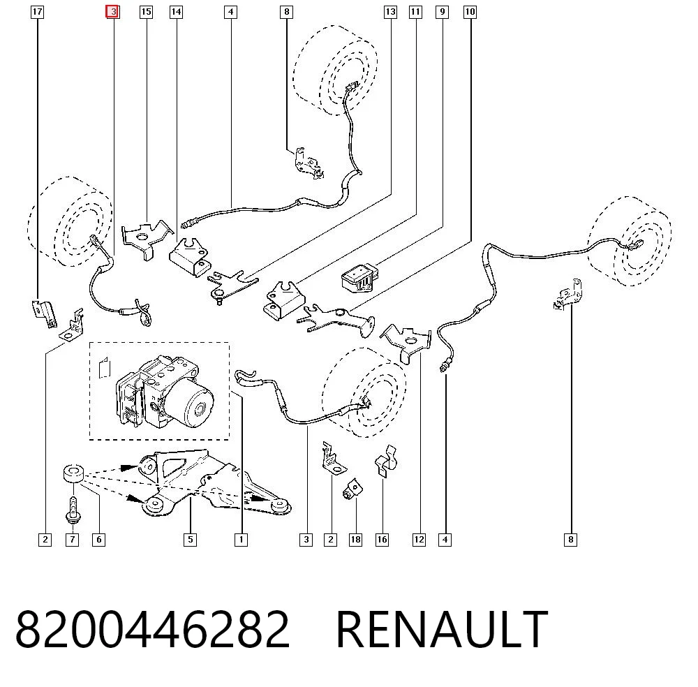 8200446282 Renault (RVI) Sensor dianteiro de ABS
