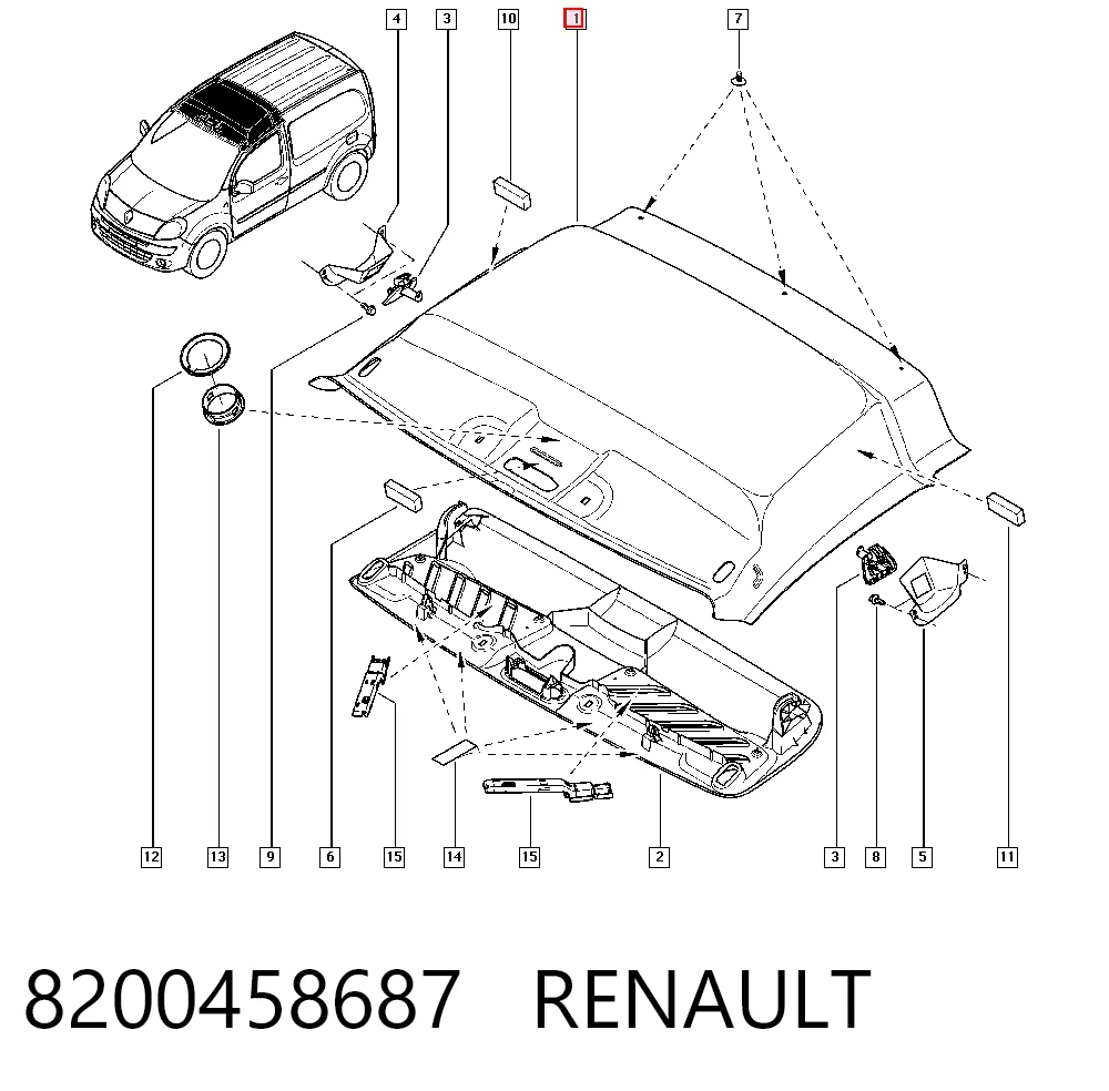 Revestimento do teto Renault Kangoo II FW0 ao melhor preço