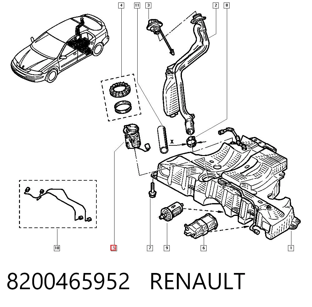 Sensor do nível de combustível no tanque para Renault Laguna II BG0, BG1