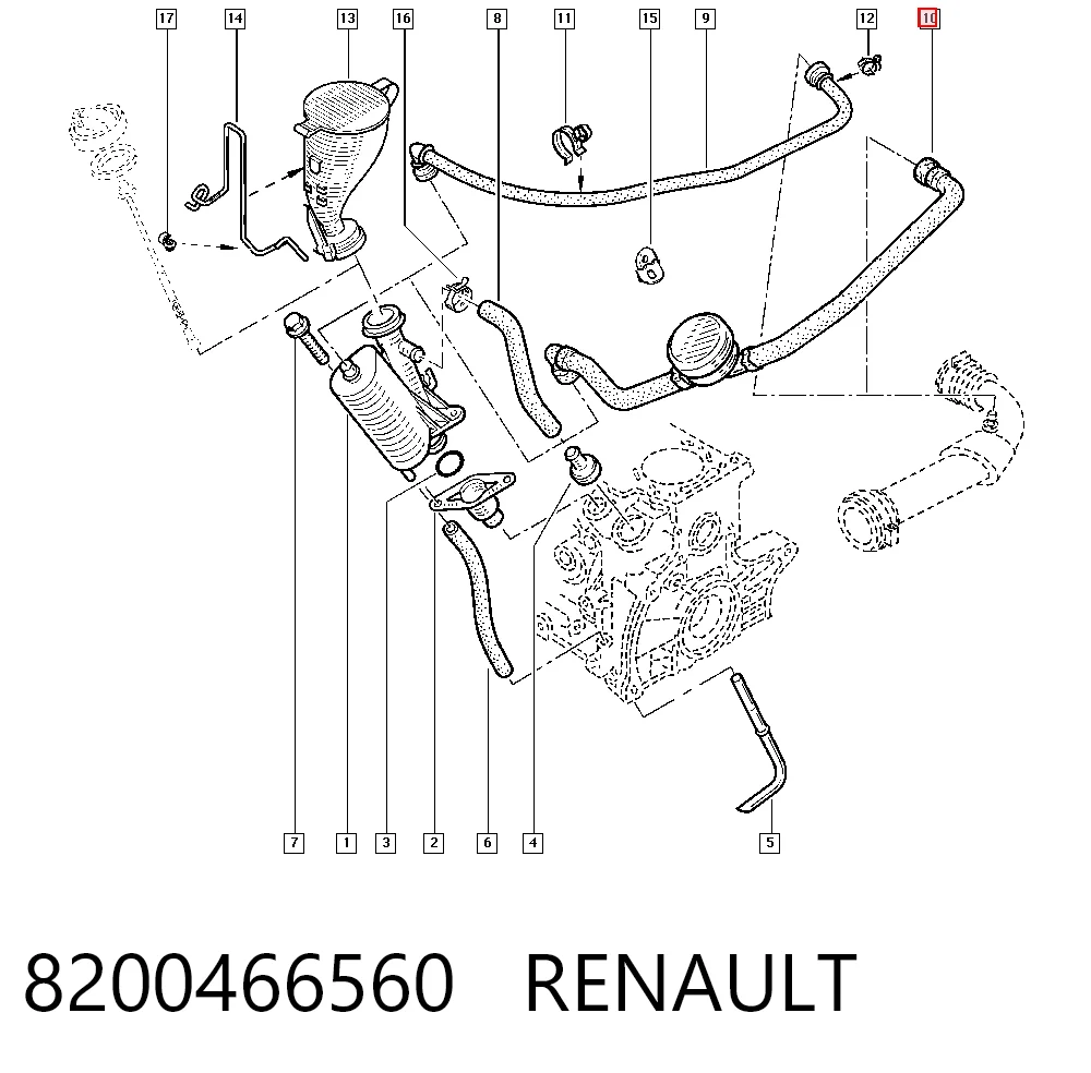 8200466560 Renault (RVI) Cano derivado de ventilação de cárter (de separador de óleo)