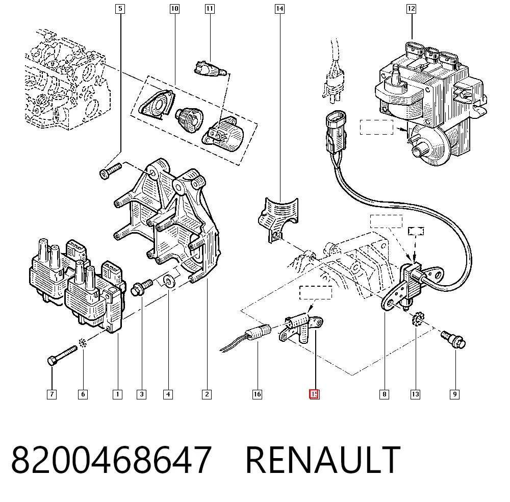 8200468647 Renault (RVI) Sensor de posição (de revoluções) de cambota