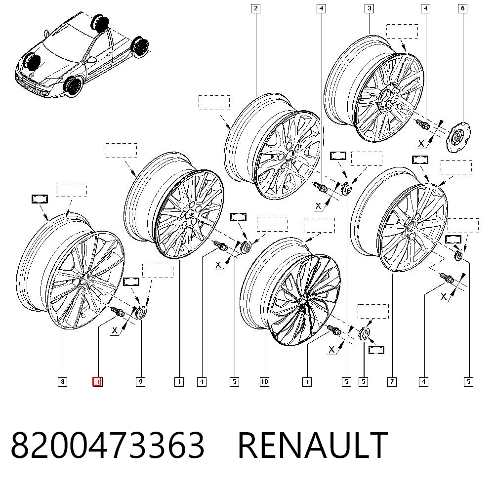 Parafuso de roda Renault Laguna III BT0, BT1 ao melhor preço