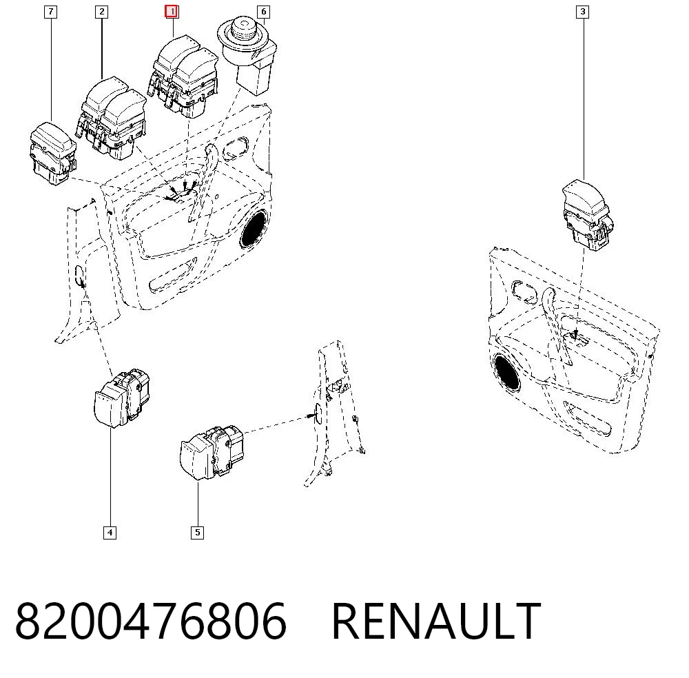 8200476806 Renault (RVI) Unidade de botões dianteira esquerda de controlo de elevador de vidro