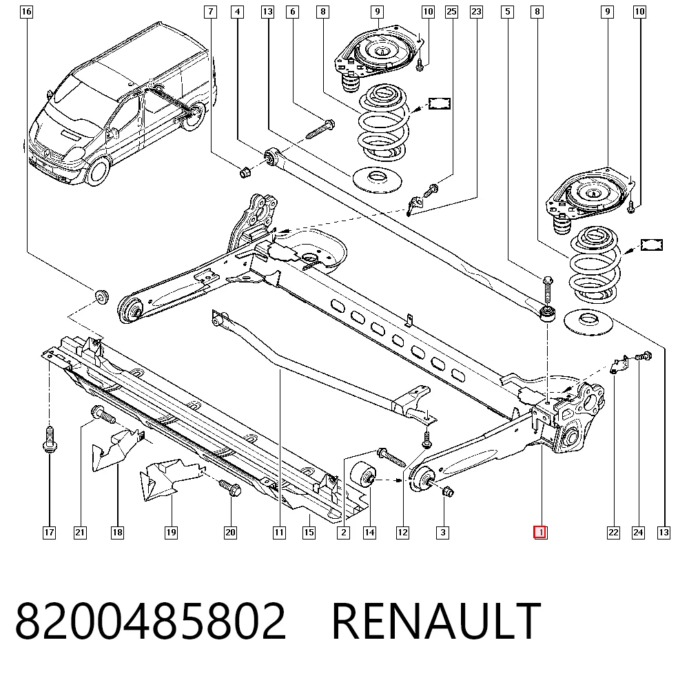 8200253618 Nissan/Infiniti Viga de suspensão traseira (plataforma veicular)