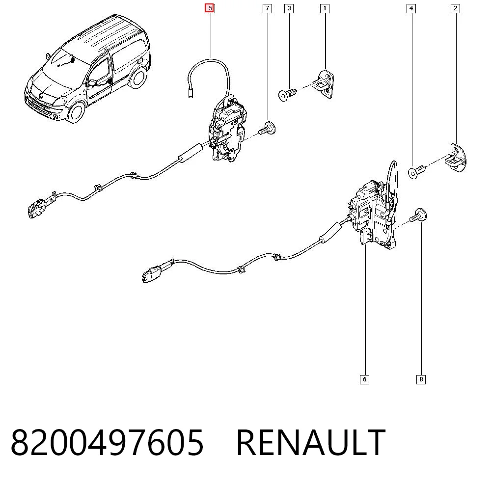 Fecho da porta dianteira esquerda Renault Kangoo II FW0