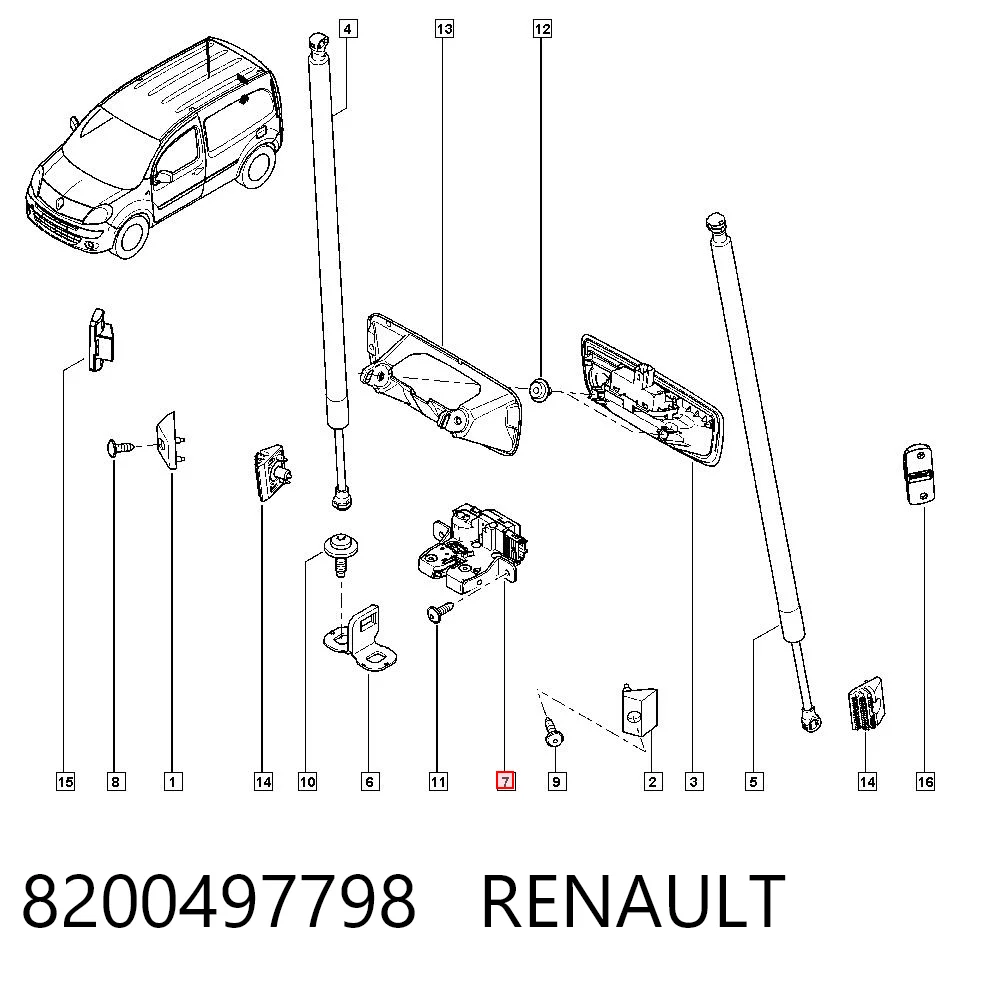 Fecho de tampa de porta-malas (de 3ª/5ª porta traseira) Renault Kangoo II FW0 ao melhor preço